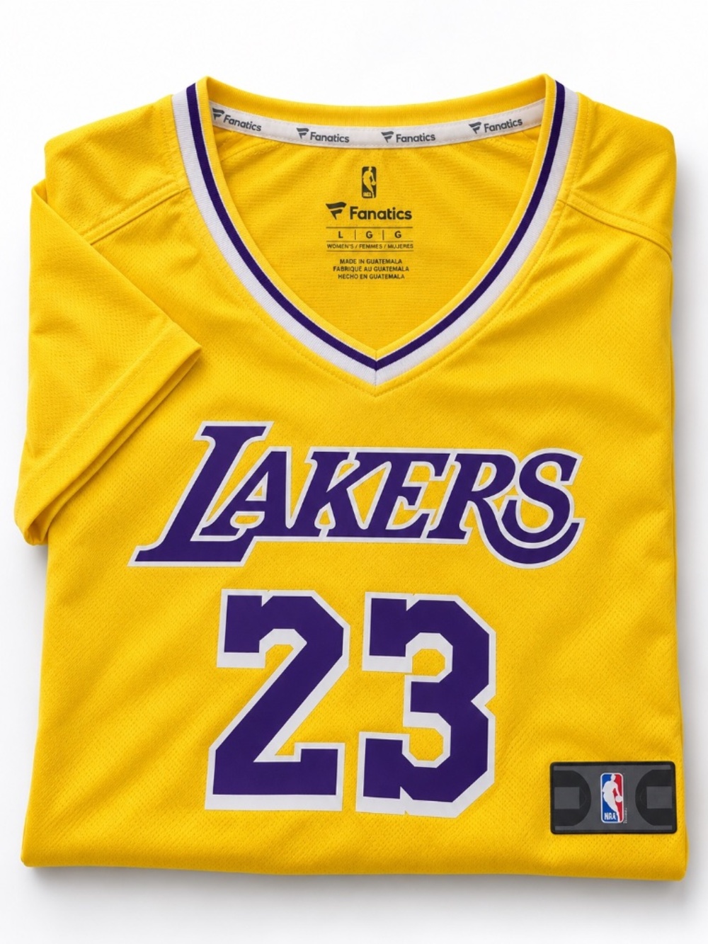 Lakers LeBron James #23 Fanatics Women's Gold V-Neck Tee Large - Picture 7 of 11